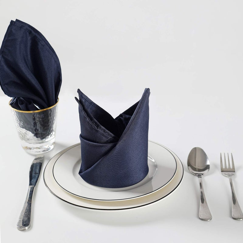 Cupuamon Cloth Napkins 17x17 inch Washable Polyester Dinner Napkins Soft Table Napkins for Wedding Party Dining Banquet(Navy,50PCS) - Image 5